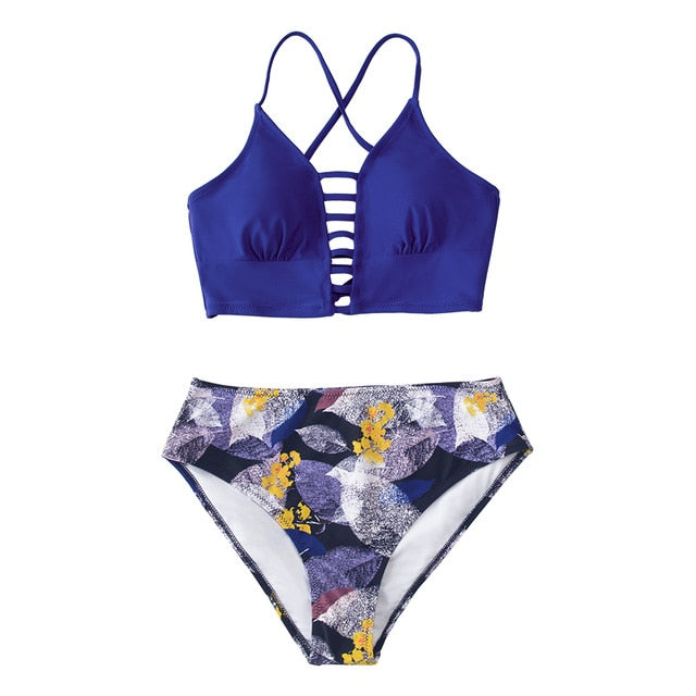 Blue Floral Bikini Set